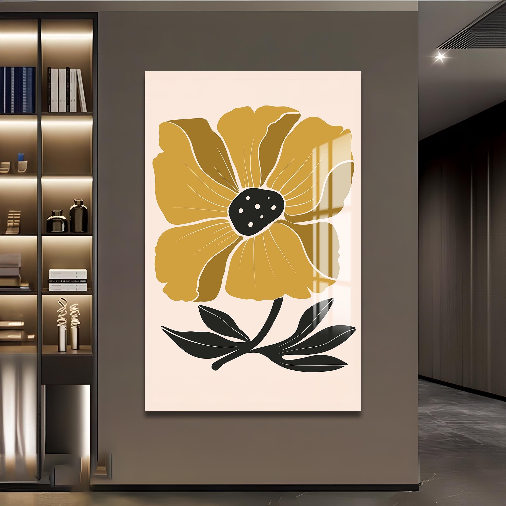 Artronauts Glass Print Golden Poppy Bloom– Bohemian Tempered Glass Wall Art