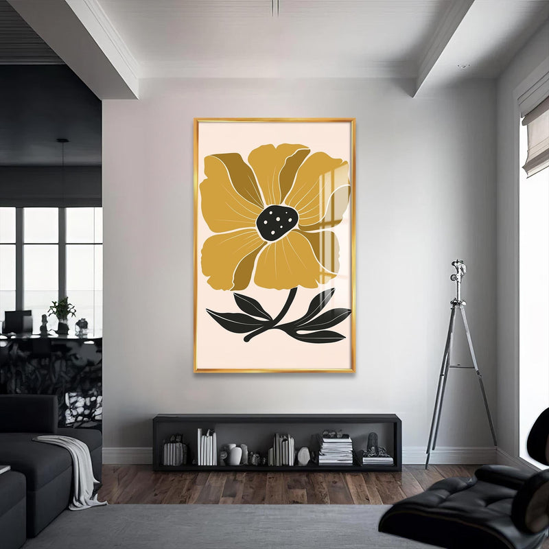 Artronauts Glass Print S | 72x46 cm | 28.3"x18.1" / Gold Golden Poppy Bloom– Bohemian Tempered Glass Wall Art