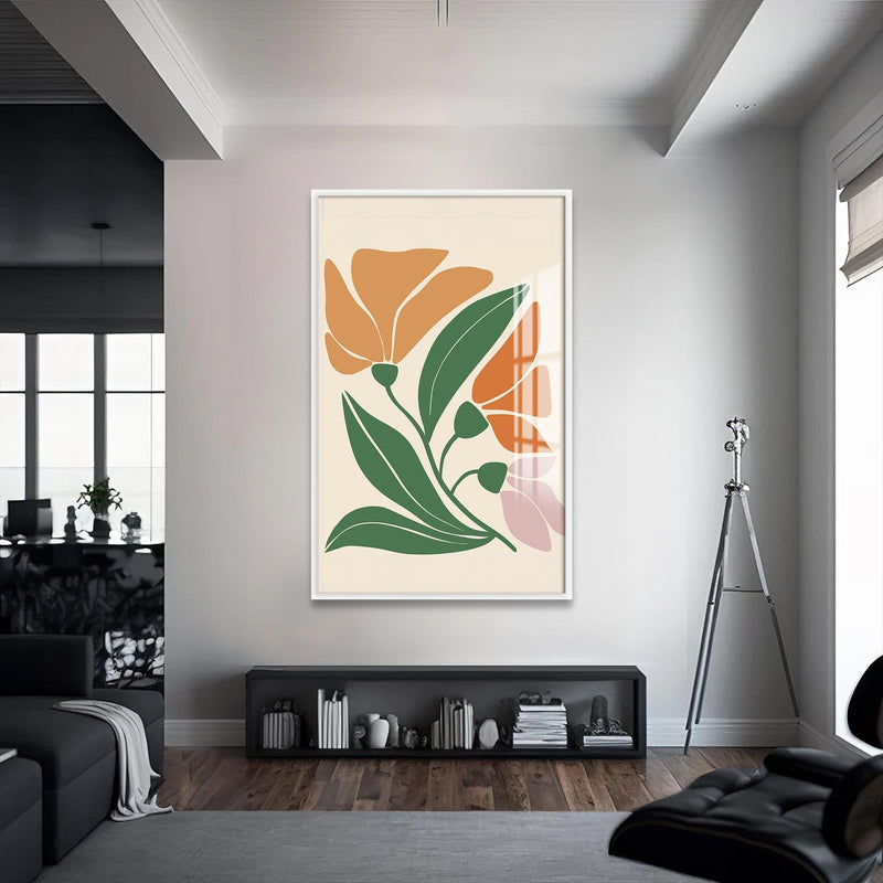 Artronauts Glass Print S | 72x46 cm | 28.3"x18.1" / White Soft Bloom Harmony– Bohemian Tempered Glass Wall Art