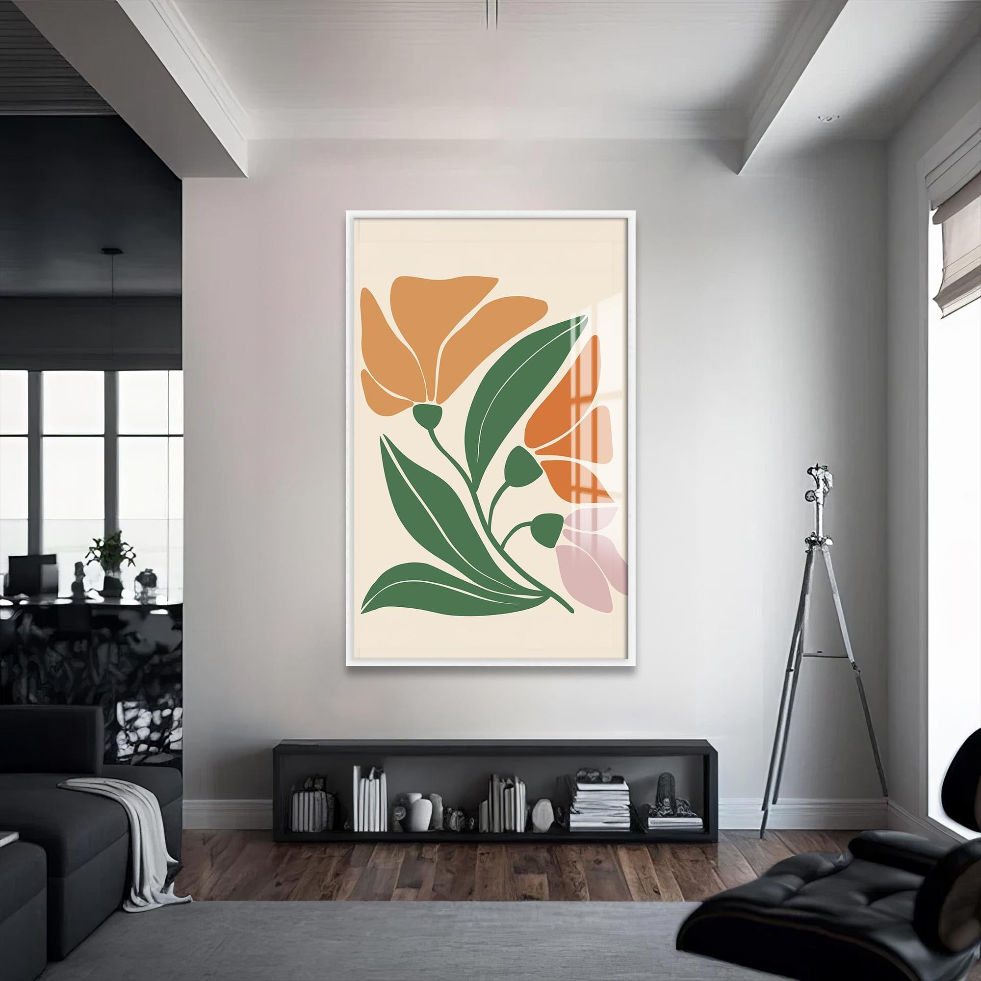 Artronauts Glass Print S | 72x46 cm | 28.3"x18.1" / White Soft Bloom Harmony– Bohemian Tempered Glass Wall Art