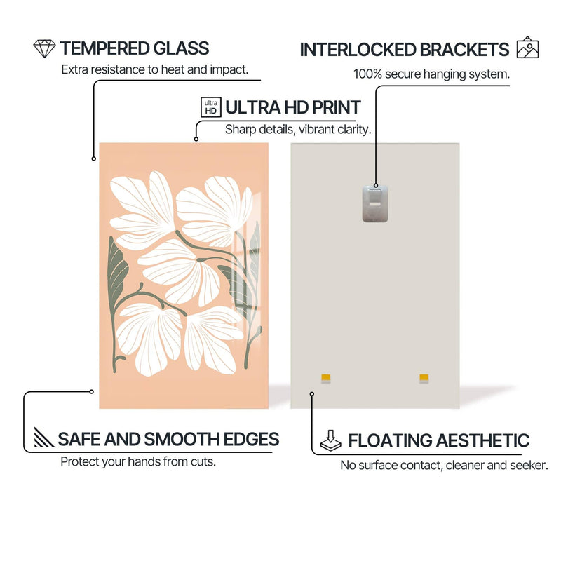 Artronauts Glass Print Peach Petal Cluster– Bohemian Tempered Glass Wall Art