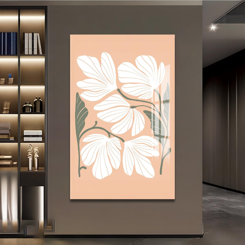 Artronauts Glass Print Peach Petal Cluster– Bohemian Tempered Glass Wall Art