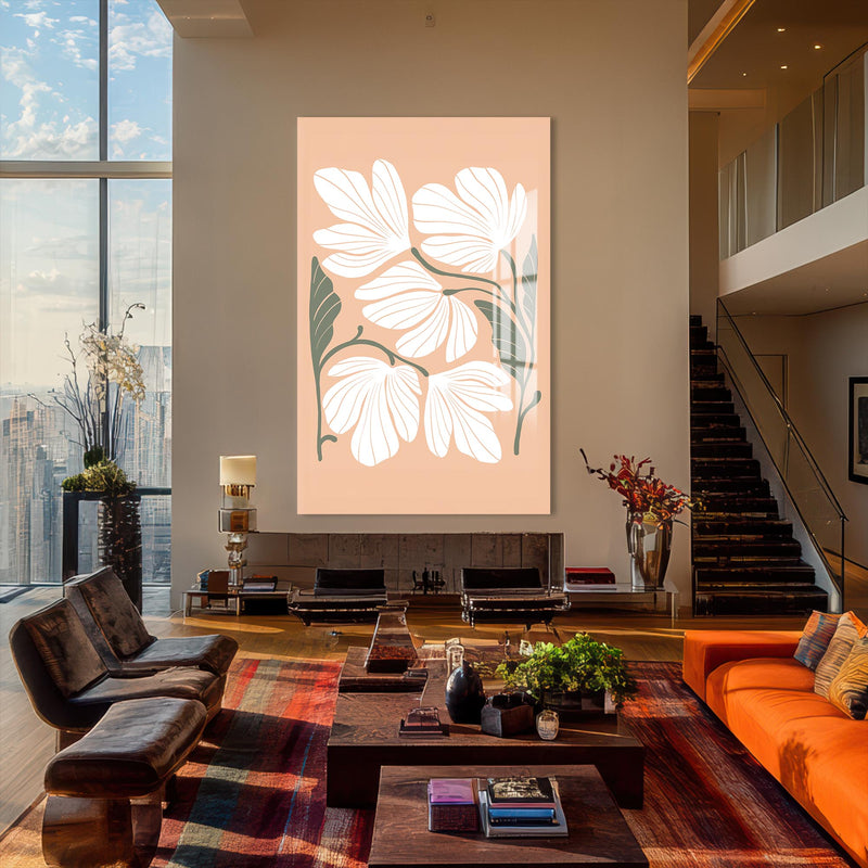 Artronauts Glass Print Peach Petal Cluster– Bohemian Tempered Glass Wall Art