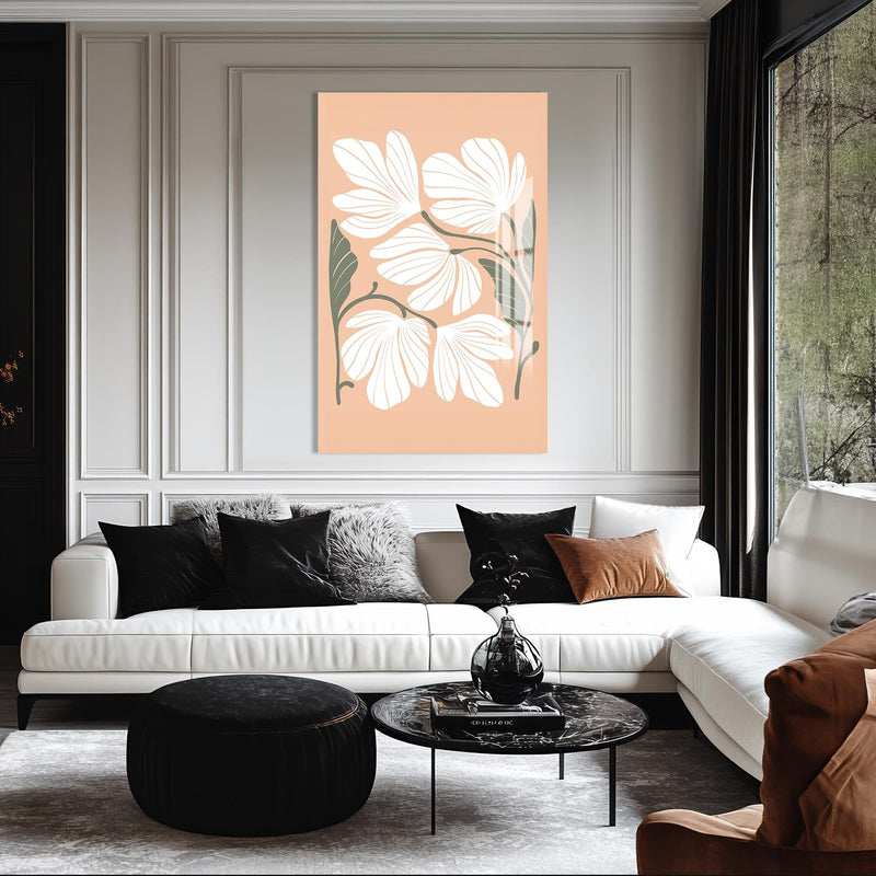 Artronauts Glass Print Peach Petal Cluster– Bohemian Tempered Glass Wall Art