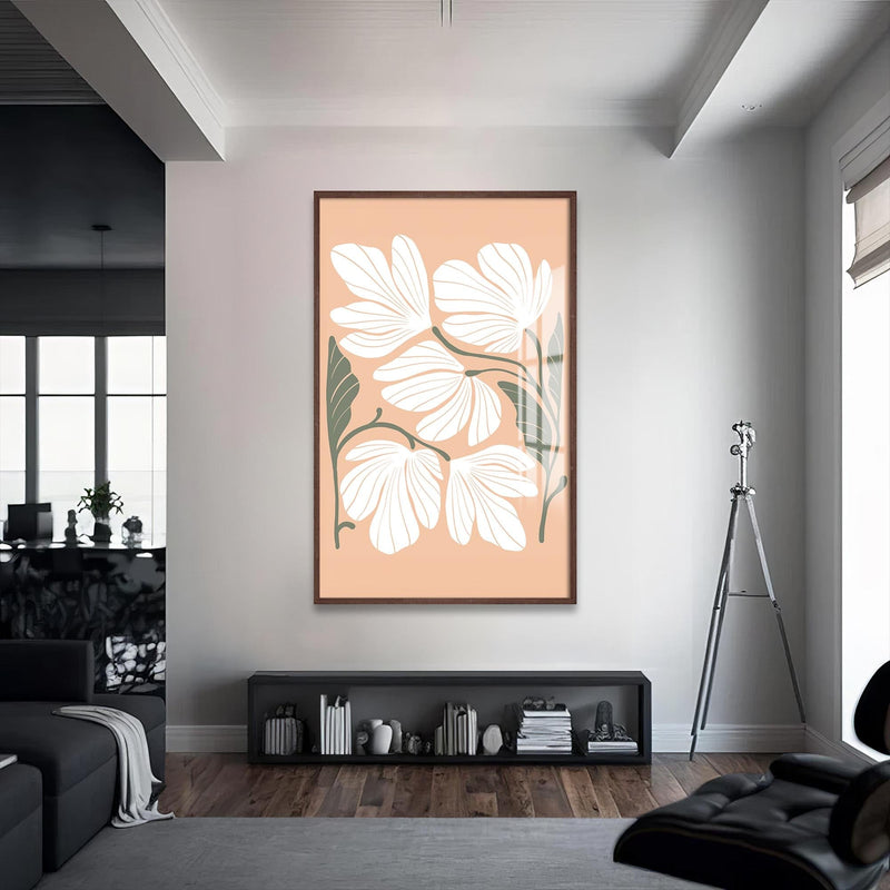 Artronauts Glass Print S | 72x46 cm | 28.3"x18.1" / Walnut Peach Petal Cluster– Bohemian Tempered Glass Wall Art