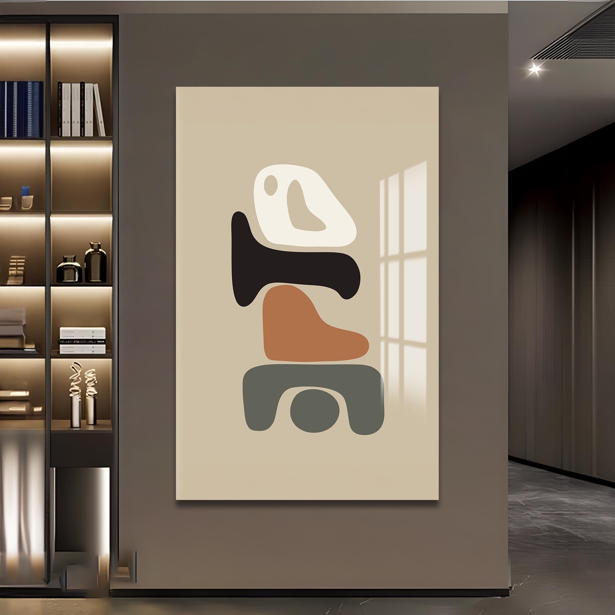 Abstract Balance Shapes– Bohemian Tempered Glass Wall Art