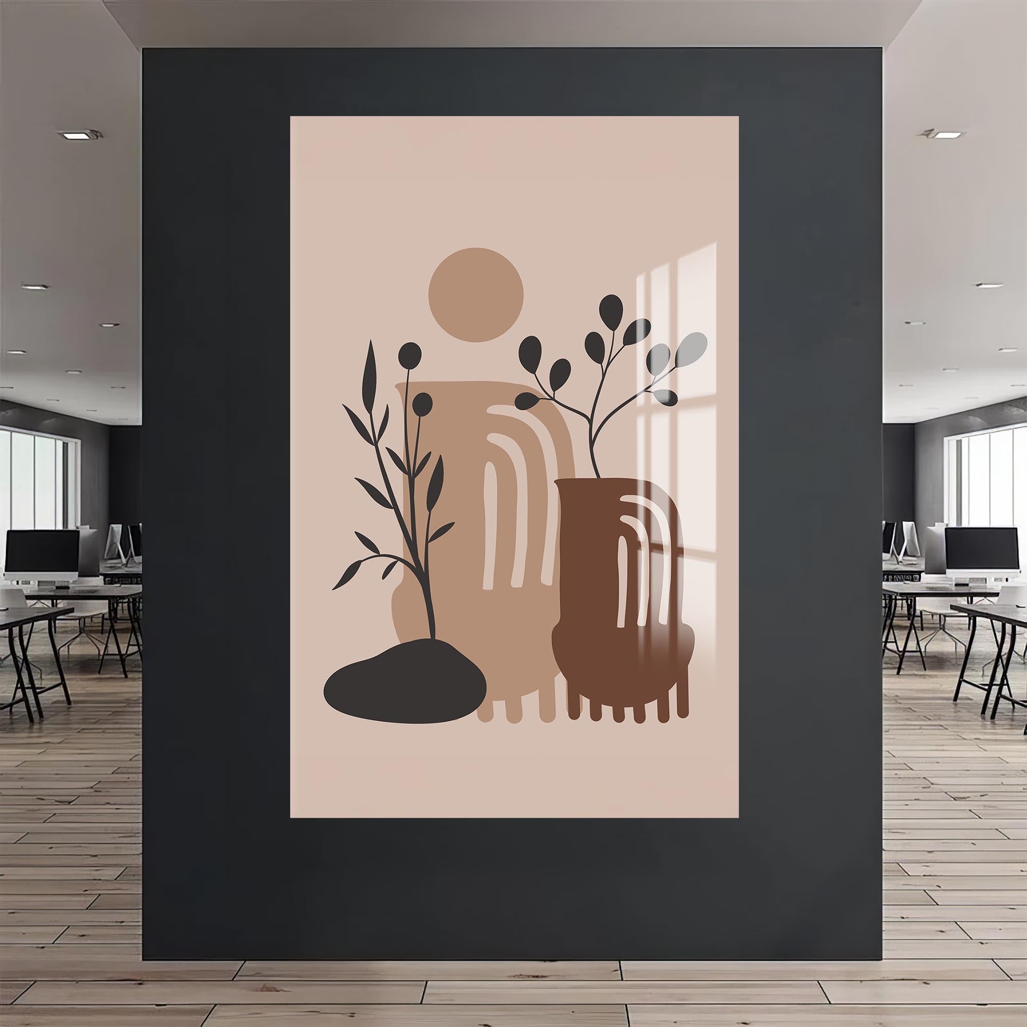 Desert Vase Composition– Bohemian Tempered Glass Wall Art