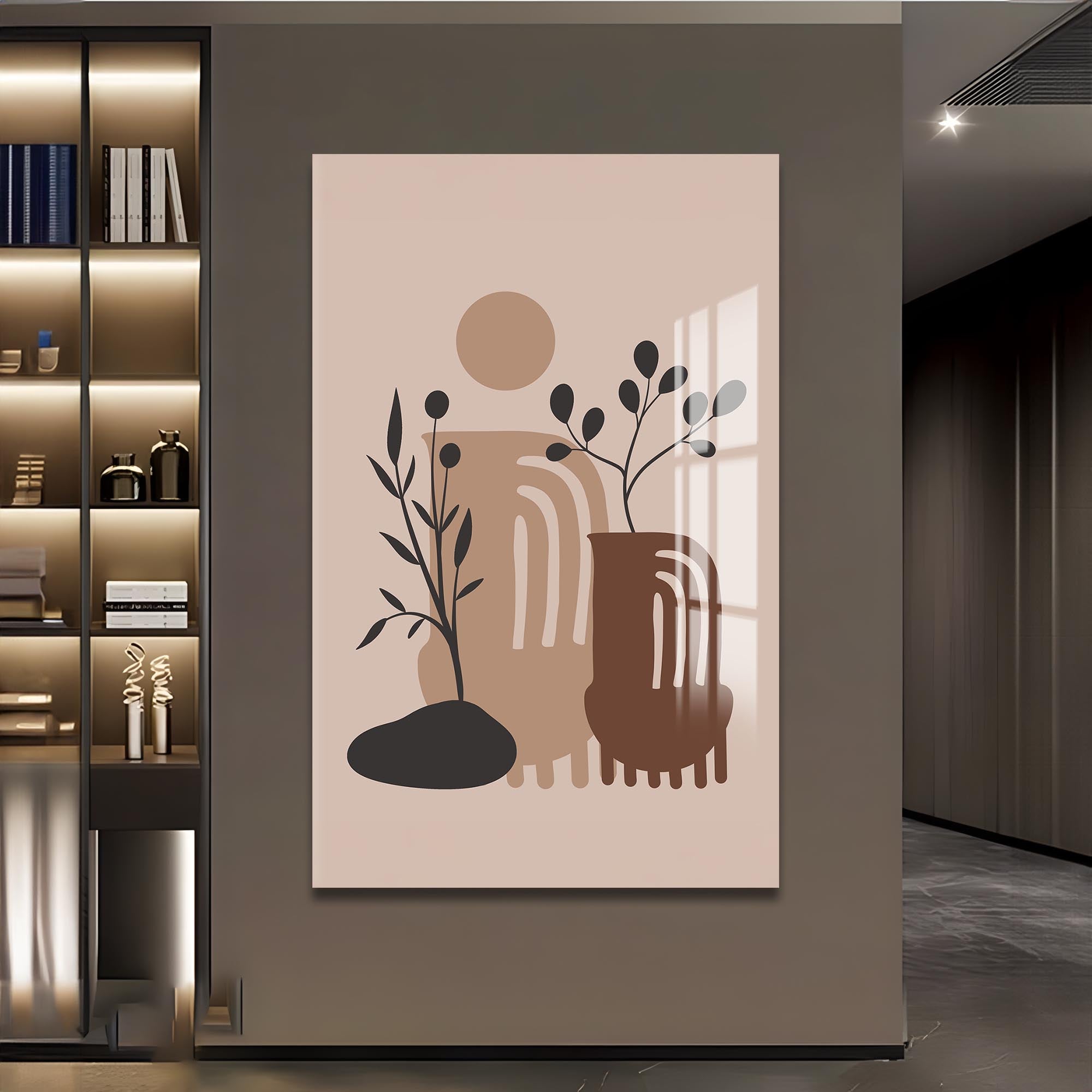 Desert Vase Composition– Bohemian Tempered Glass Wall Art