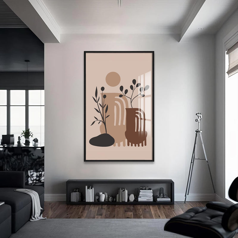 Artronauts Glass Print S | 72x46 cm | 28.3"x18.1" / Black Desert Vase Composition– Bohemian Tempered Glass Wall Art