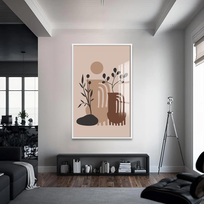Artronauts Glass Print S | 72x46 cm | 28.3"x18.1" / White Desert Vase Composition– Bohemian Tempered Glass Wall Art