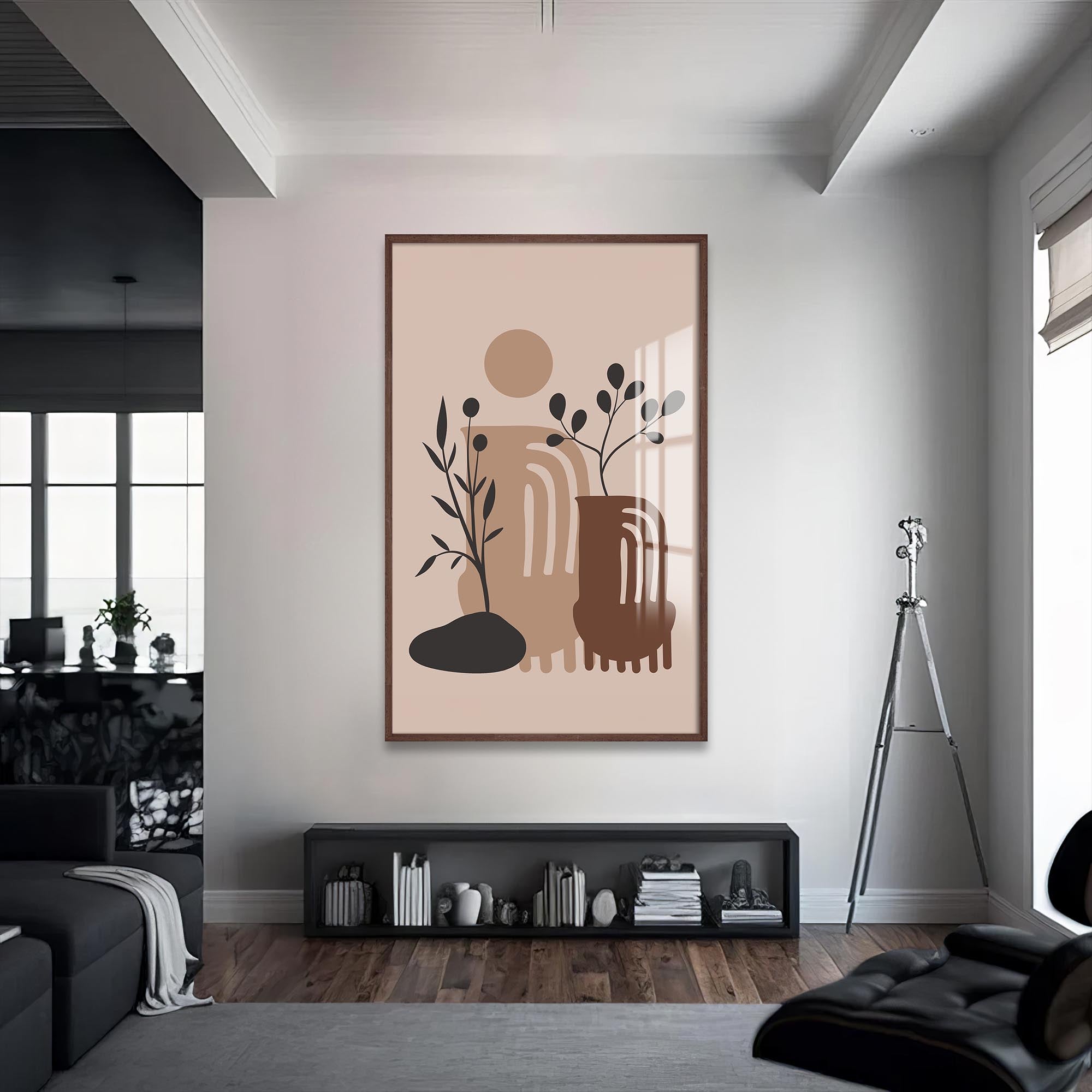 Desert Vase Composition– Bohemian Tempered Glass Wall Art