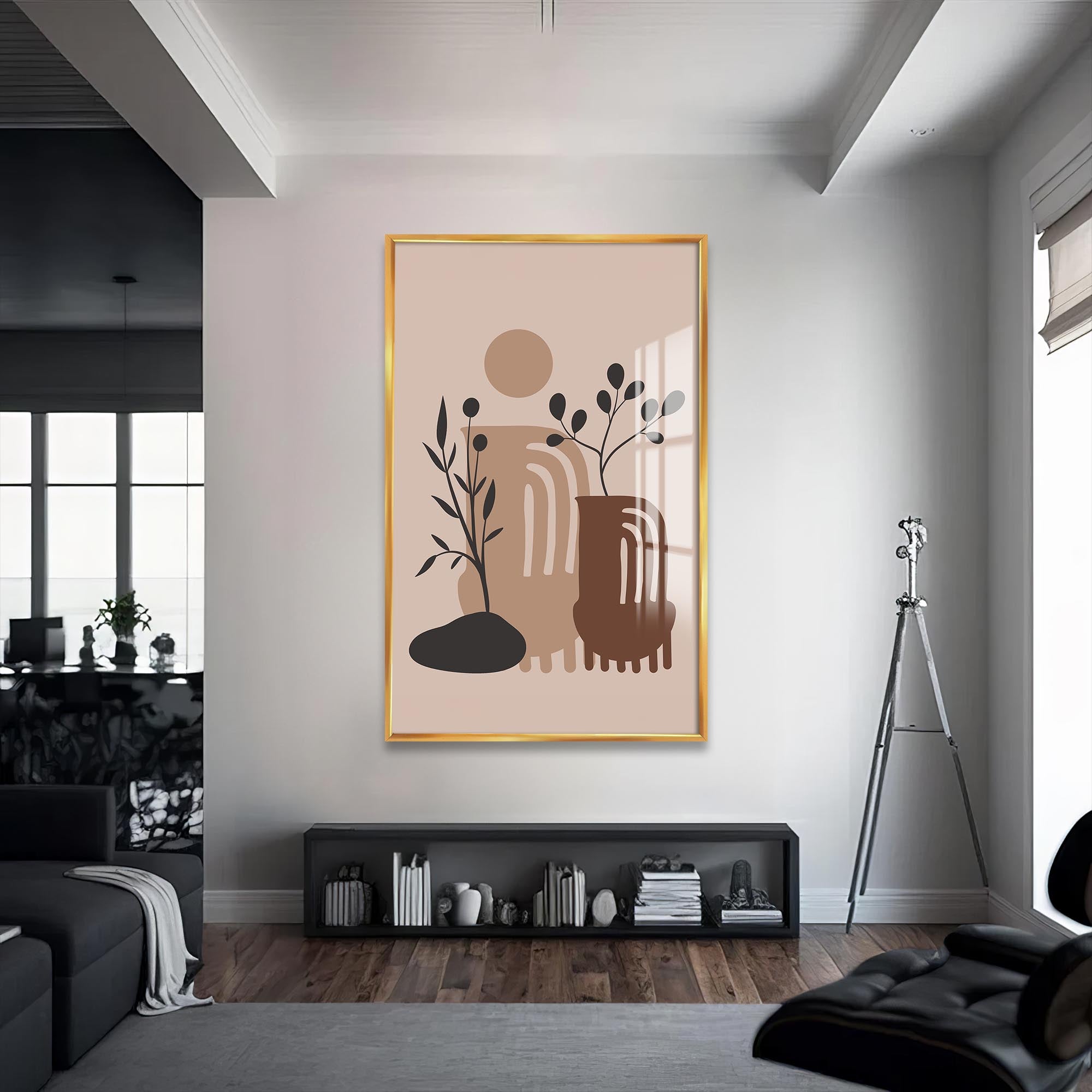 Desert Vase Composition– Bohemian Tempered Glass Wall Art
