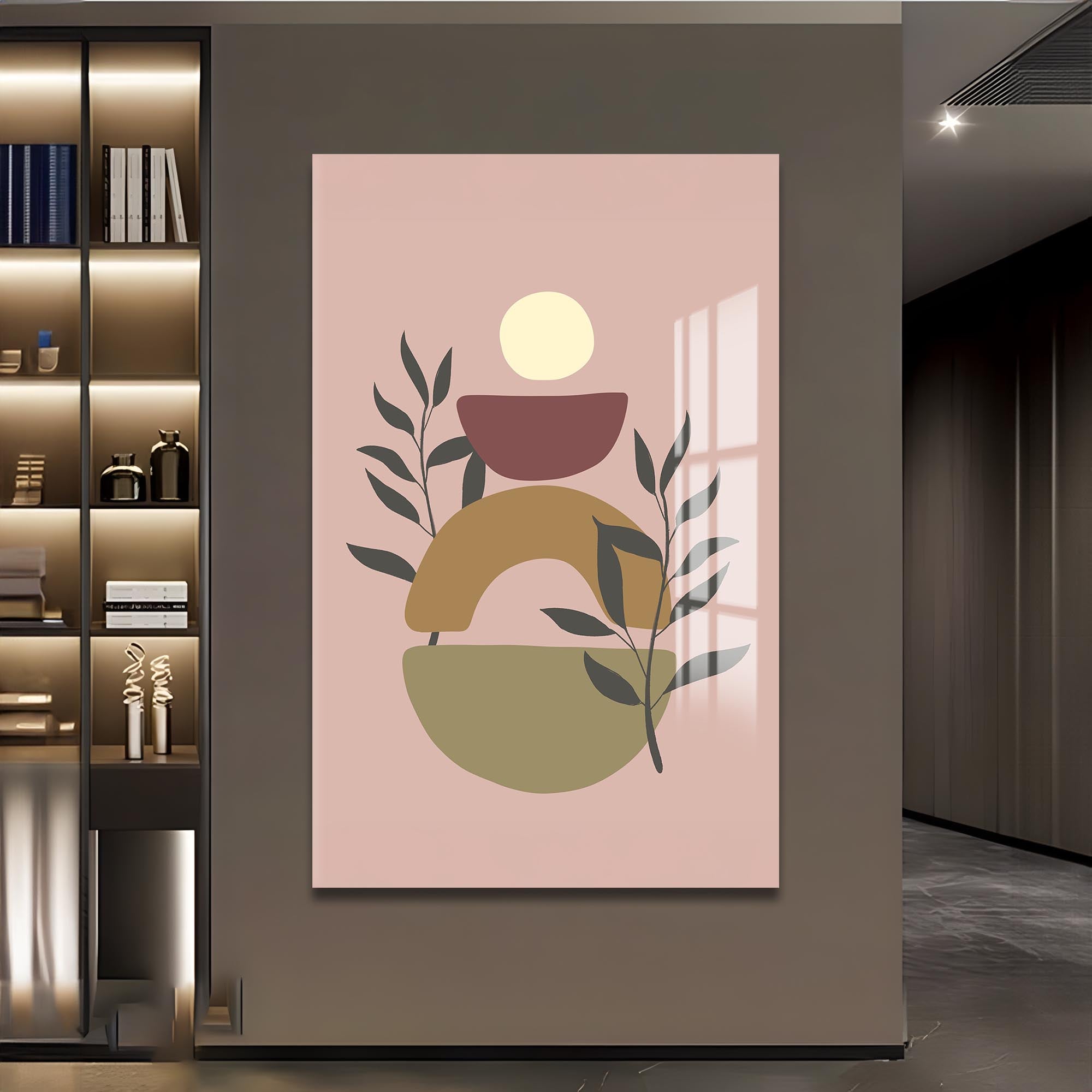 Soft Terracotta Balance– Bohemian Tempered Glass Wall Art