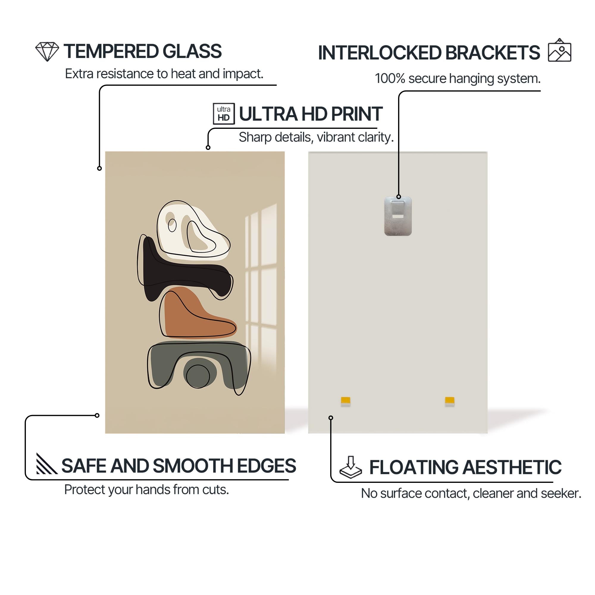 Artronauts Glass Print Modern Stone Stack– Bohemian Tempered Glass Wall Art