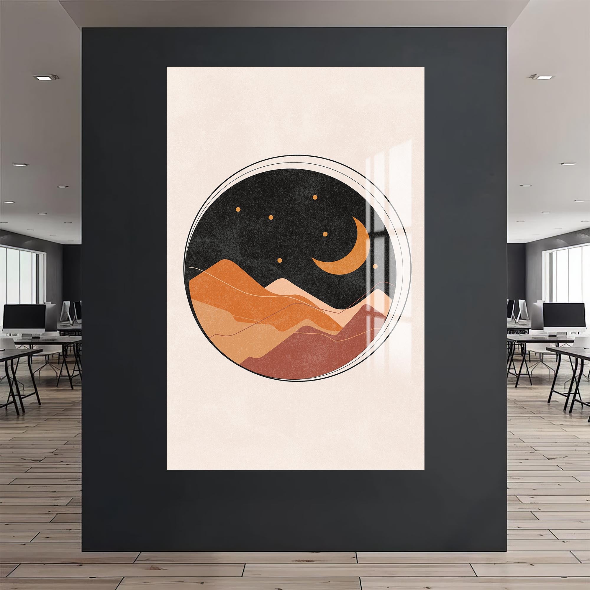 Desert Moonscape– Bohemian Tempered Glass Wall Art