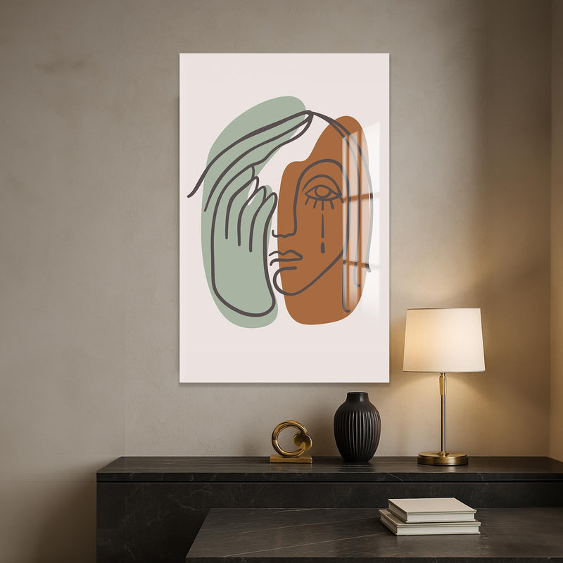 Artronauts Glass Print Split Emotions Line Art– Bohemian Tempered Glass Wall Art