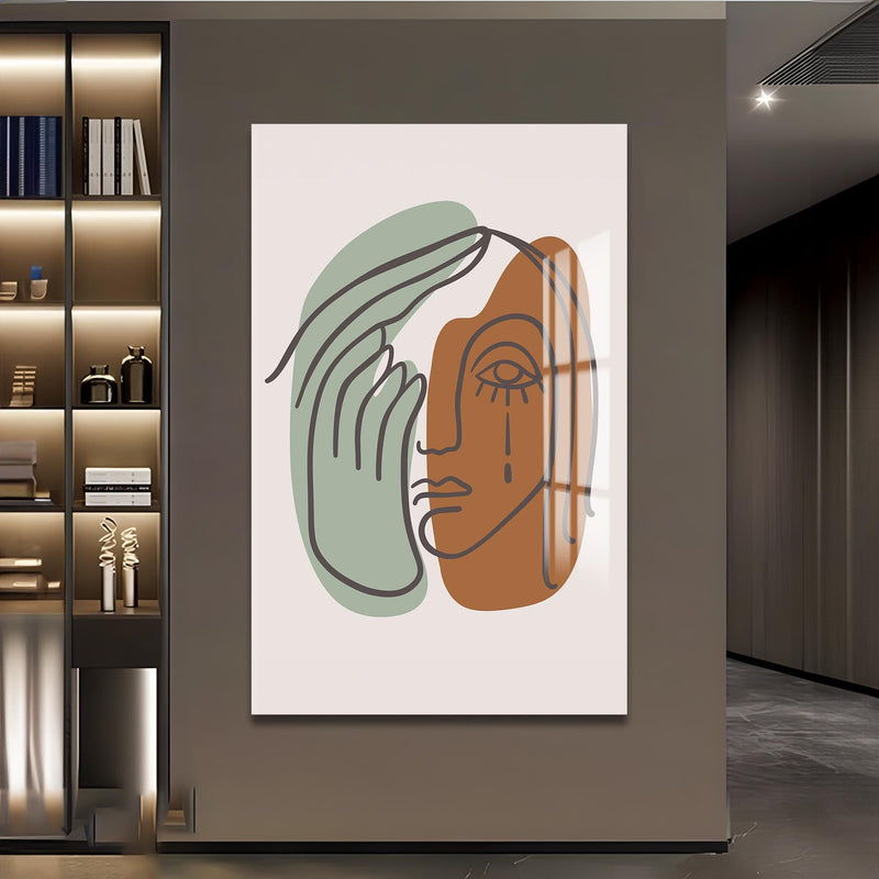 Artronauts Glass Print Split Emotions Line Art– Bohemian Tempered Glass Wall Art