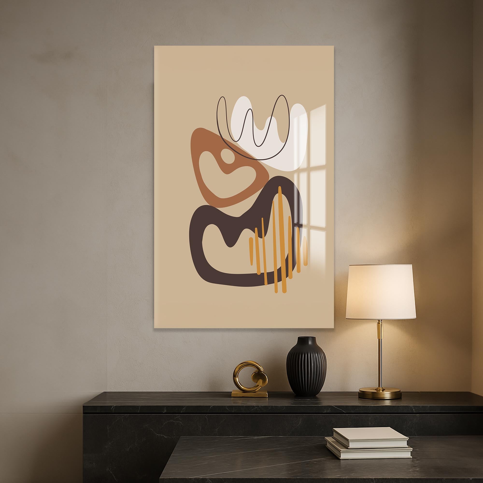 Organic Flow Shapes– Bohemian Tempered Glass Wall Art