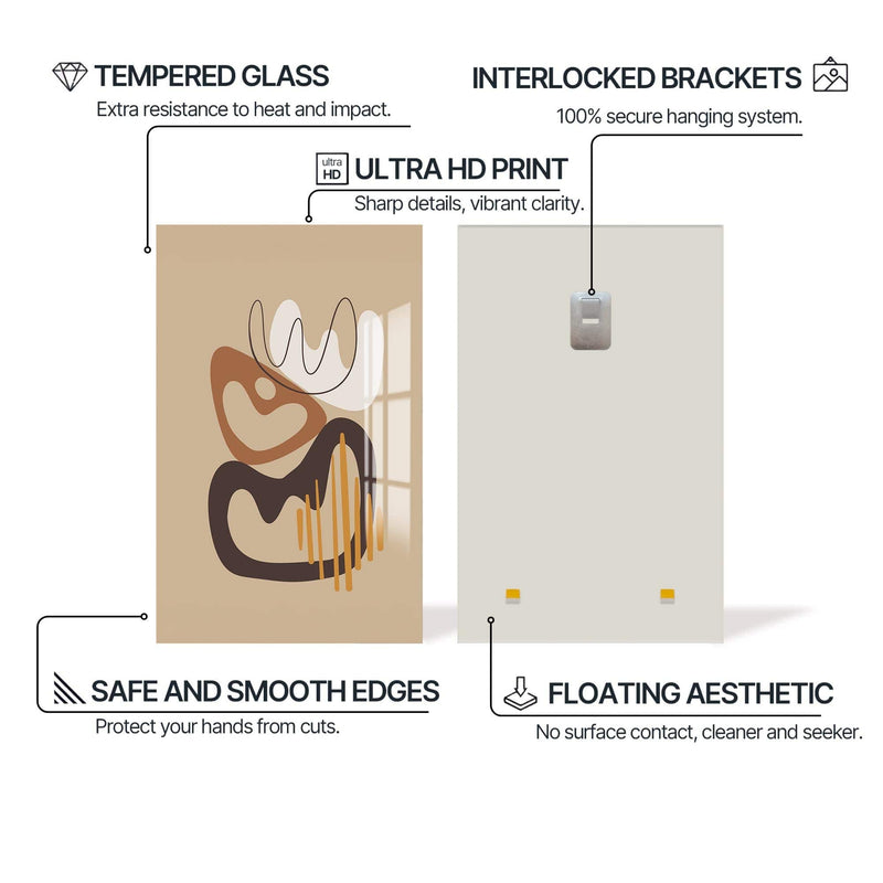 Artronauts Glass Print Organic Flow Shapes– Bohemian Tempered Glass Wall Art