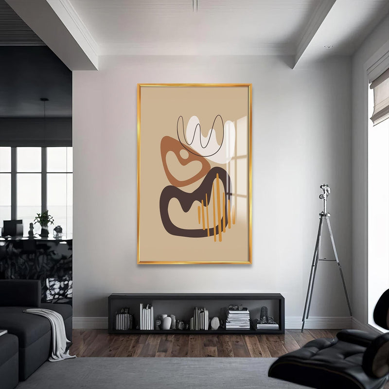 Artronauts Glass Print S | 72x46 cm | 28.3"x18.1" / Gold Organic Flow Shapes– Bohemian Tempered Glass Wall Art