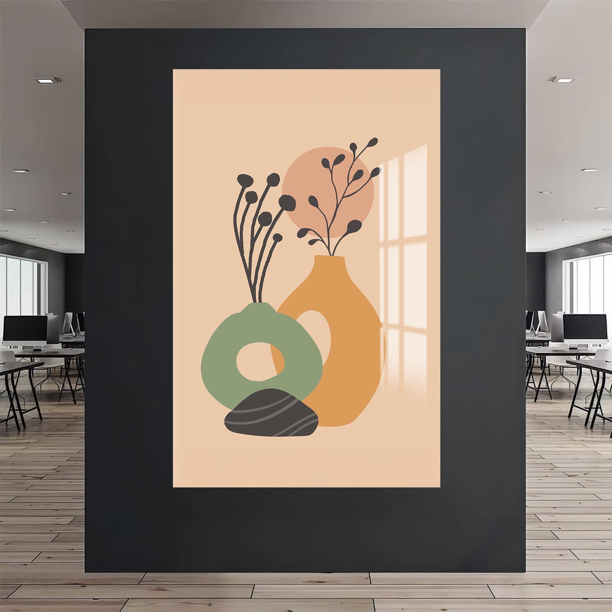 Soft Vase Still Life– Bohemian Tempered Glass Wall Art