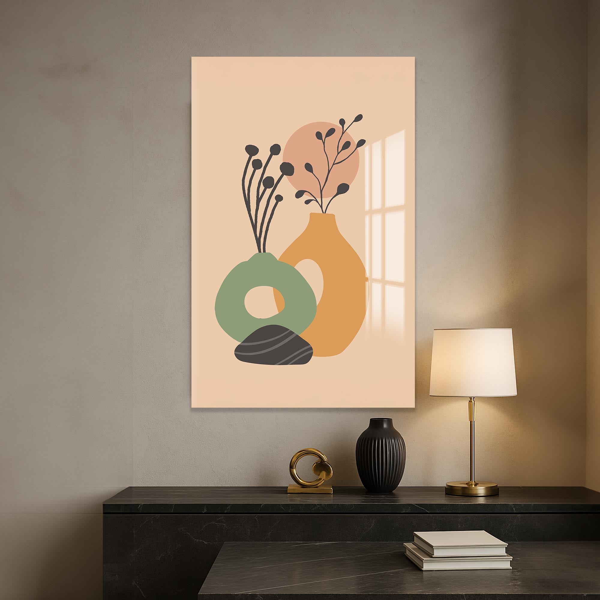 Soft Vase Still Life– Bohemian Tempered Glass Wall Art