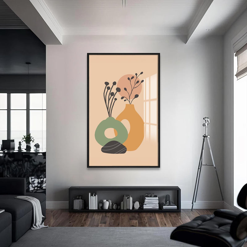 Artronauts Glass Print S | 72x46 cm | 28.3"x18.1" / Black Soft Vase Still Life– Bohemian Tempered Glass Wall Art