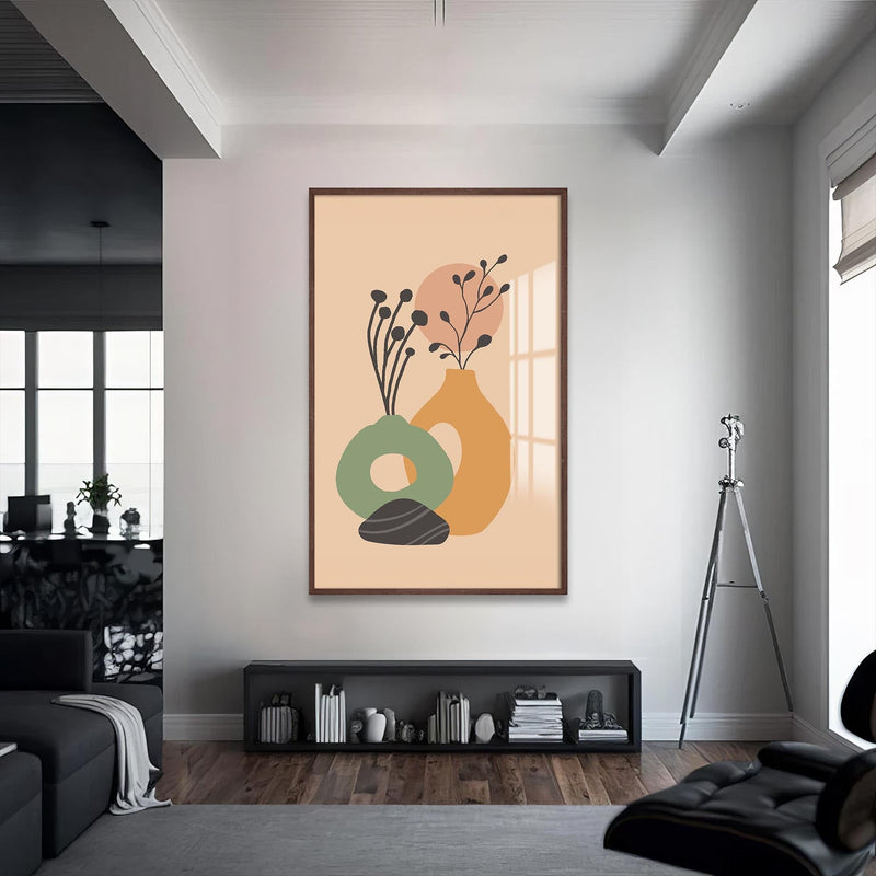 Artronauts Glass Print S | 72x46 cm | 28.3"x18.1" / Walnut Soft Vase Still Life– Bohemian Tempered Glass Wall Art