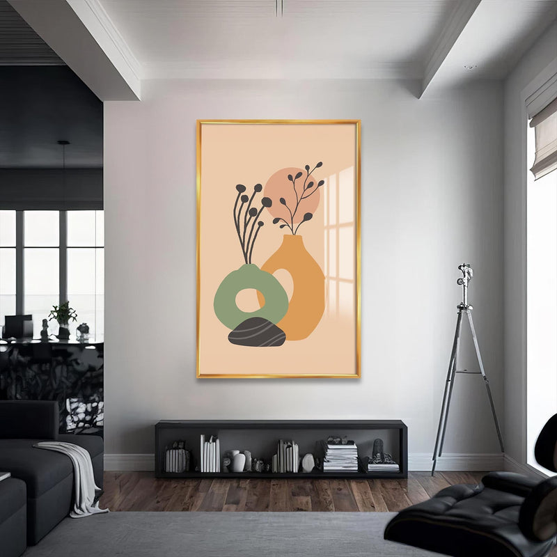 Artronauts Glass Print S | 72x46 cm | 28.3"x18.1" / Gold Soft Vase Still Life– Bohemian Tempered Glass Wall Art
