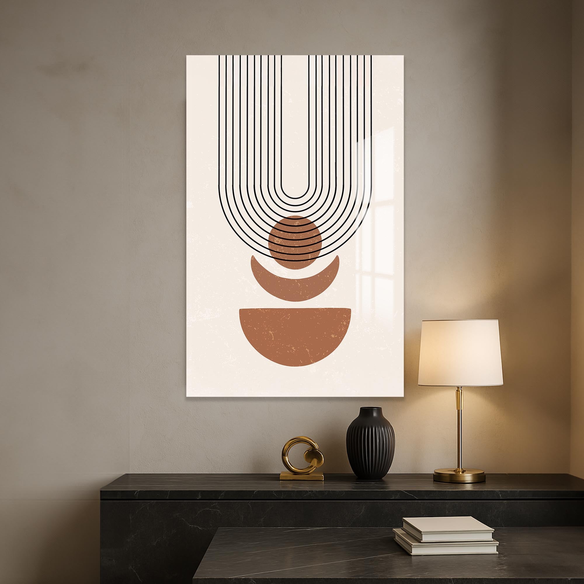 Retro Arc Balance– Bohemian Tempered Glass Wall Art