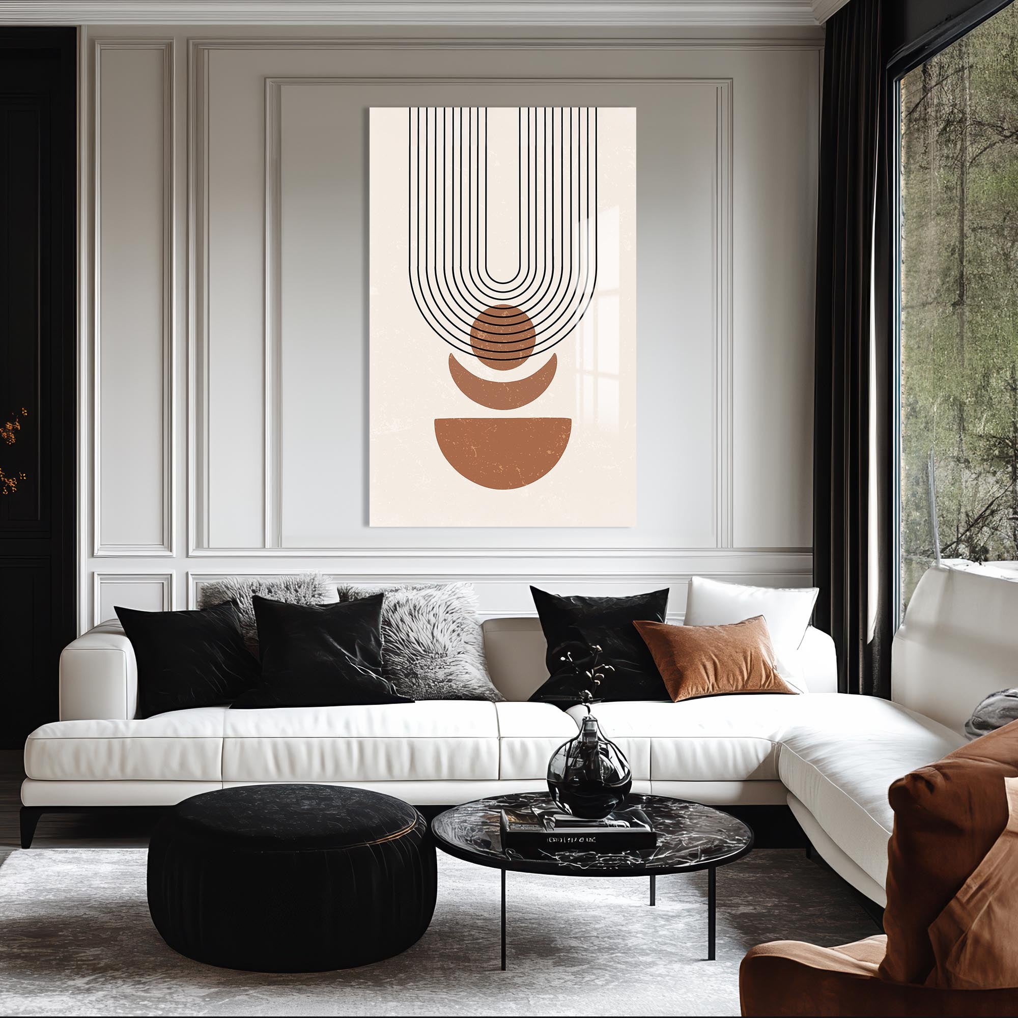 Retro Arc Balance– Bohemian Tempered Glass Wall Art