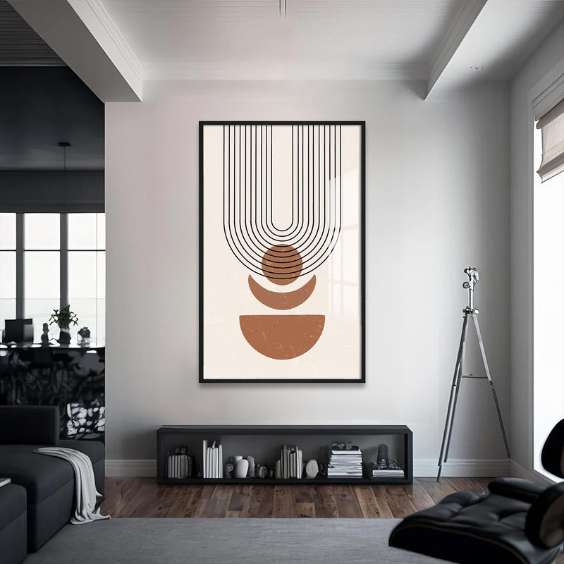 Artronauts Glass Print S | 72x46 cm | 28.3"x18.1" / Black Retro Arc Balance– Bohemian Tempered Glass Wall Art