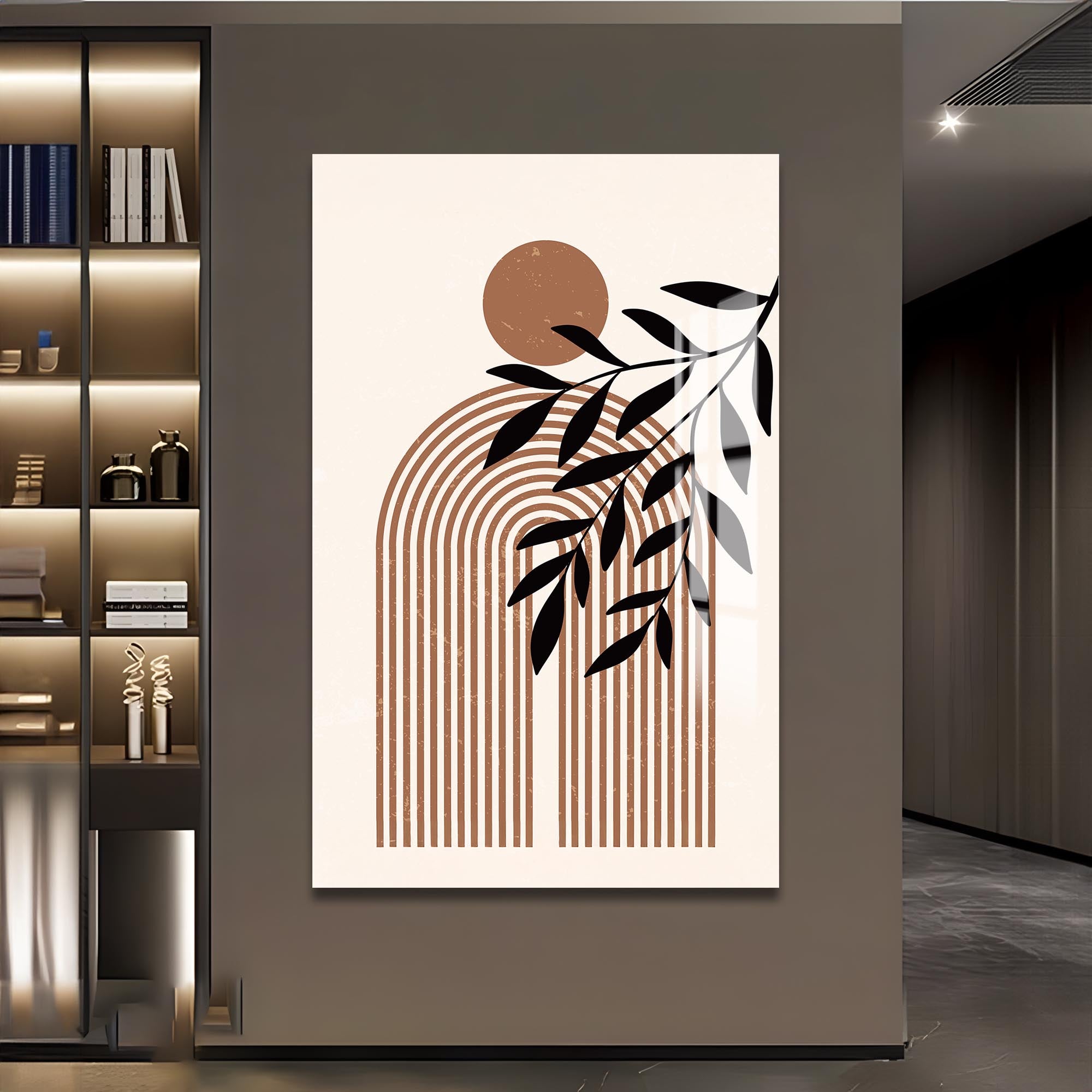 Botanical Arc Harmony– Bohemian Tempered Glass Wall Art