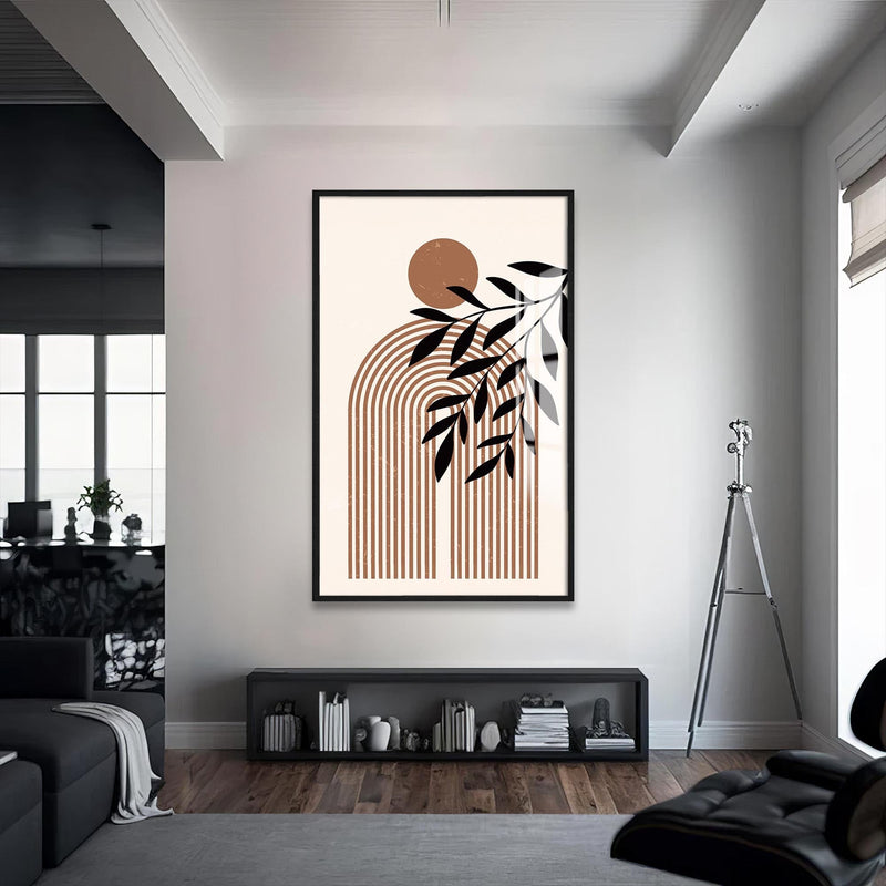 Artronauts Glass Print S | 72x46 cm | 28.3"x18.1" / Black Botanical Arc Harmony– Bohemian Tempered Glass Wall Art