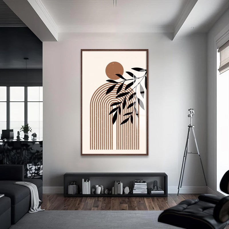 Artronauts Glass Print S | 72x46 cm | 28.3"x18.1" / Walnut Botanical Arc Harmony– Bohemian Tempered Glass Wall Art