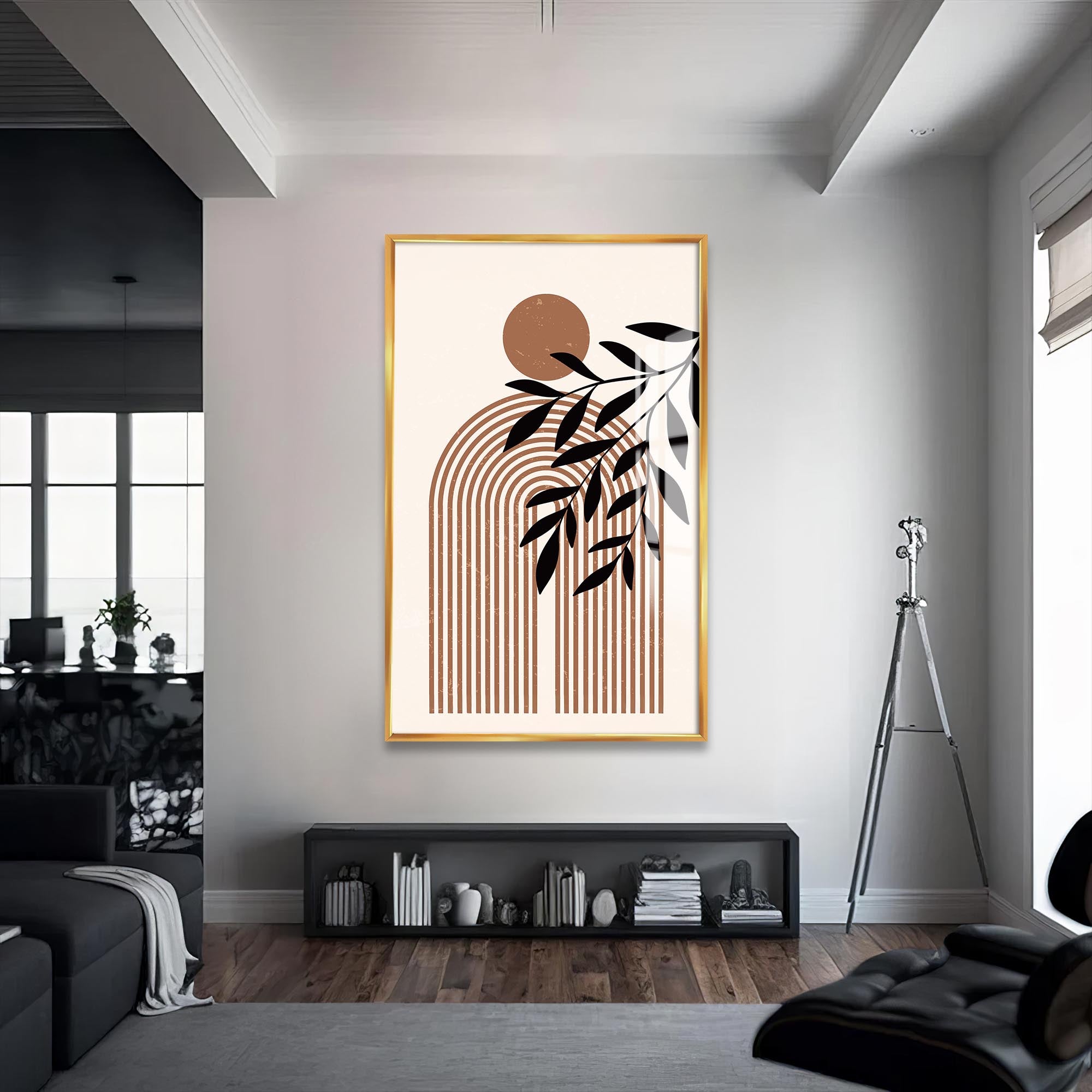 Botanical Arc Harmony– Bohemian Tempered Glass Wall Art