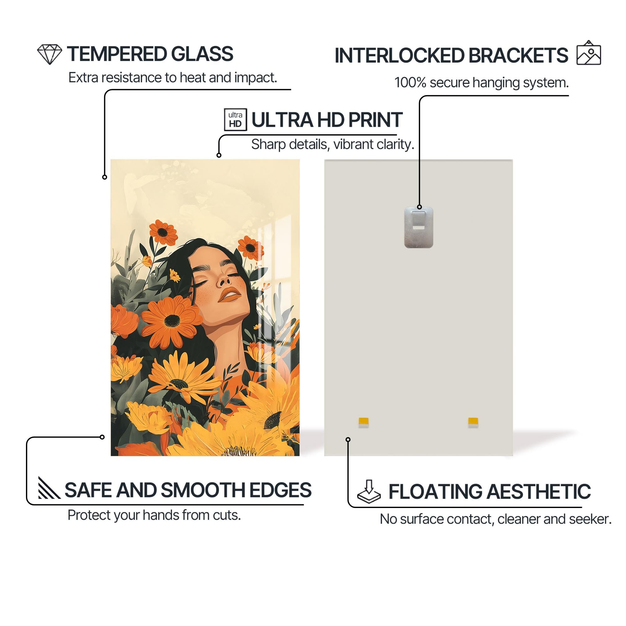 Blooming Reverie– Bohemian Tempered Glass Wall Art