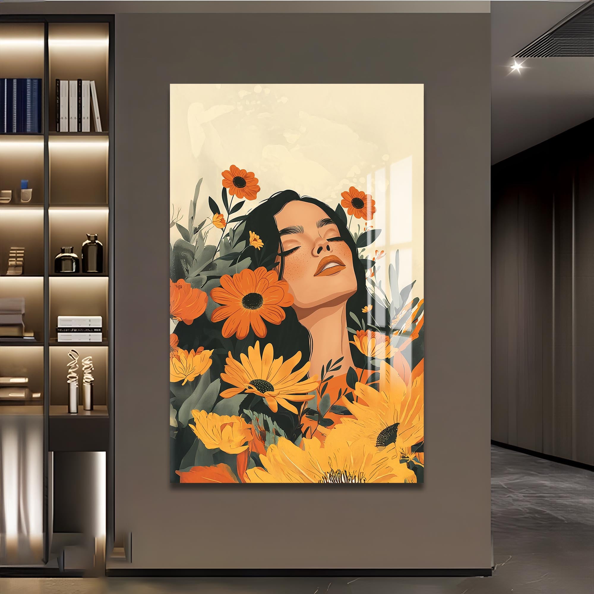 Blooming Reverie– Bohemian Tempered Glass Wall Art