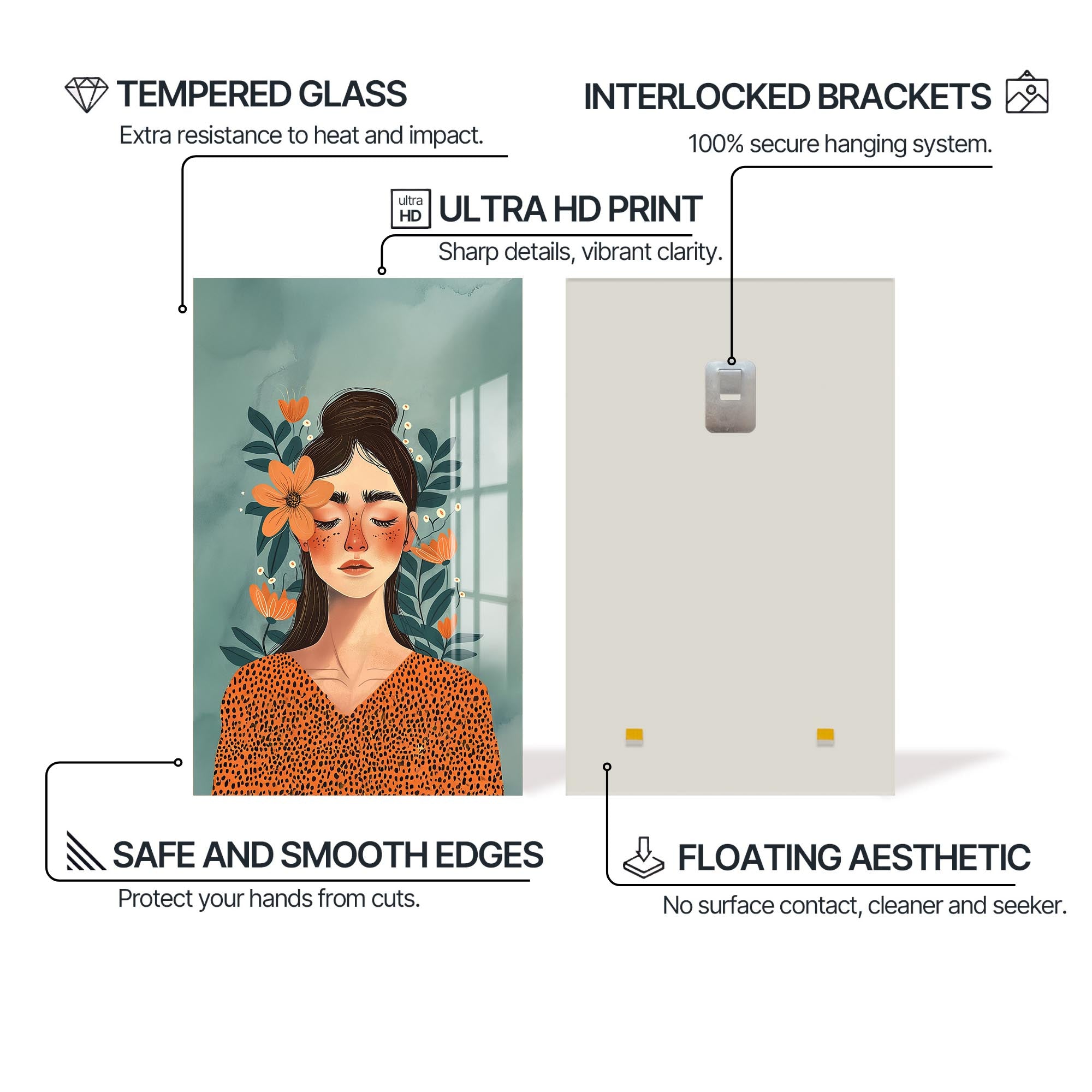 Whisper of Petals– Bohemian Tempered Glass Wall Art