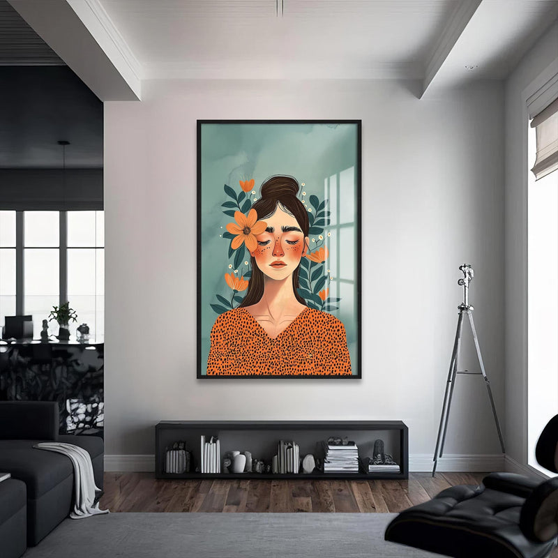 Artronauts Glass Print S | 72x46 cm | 28.3"x18.1" / Black Whisper of Petals– Bohemian Tempered Glass Wall Art