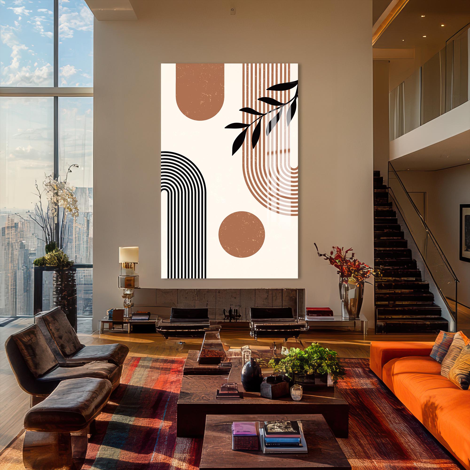 Artronauts Glass Print Modern Arc Composition– Bohemian Tempered Glass Wall Art