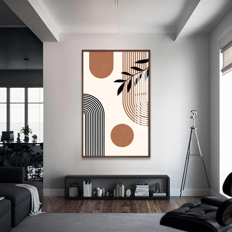 Artronauts Glass Print S | 72x46 cm | 28.3"x18.1" / Walnut Modern Arc Composition– Bohemian Tempered Glass Wall Art
