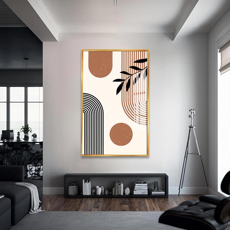 Artronauts Glass Print S | 72x46 cm | 28.3"x18.1" / Gold Modern Arc Composition– Bohemian Tempered Glass Wall Art