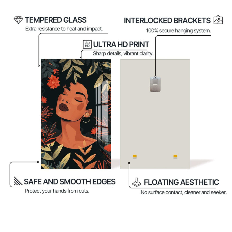 Artronauts Glass Print Midnight Flora– Bohemian Tempered Glass Wall Art