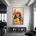 Artronauts Glass Print S | 72x46 cm | 28.3"x18.1" / Walnut Golden Meadow– Bohemian Tempered Glass Wall Art