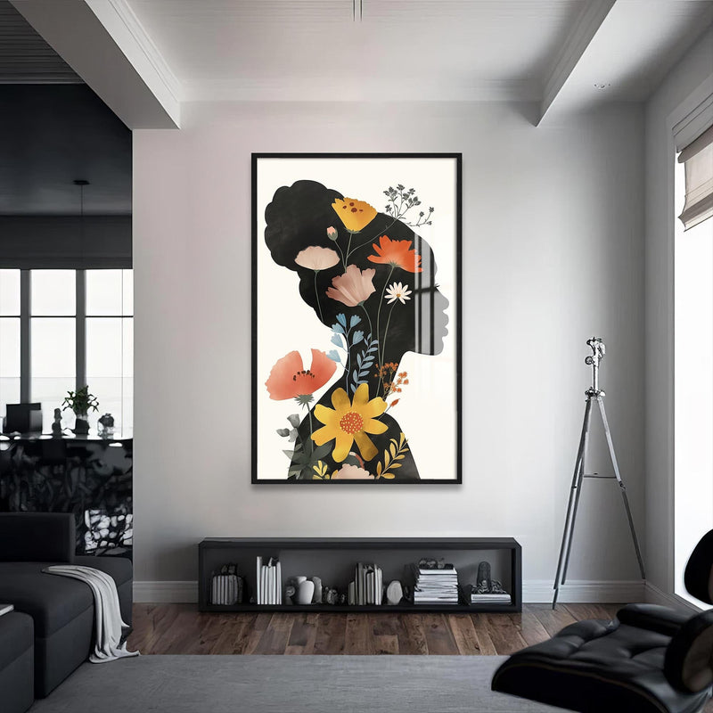 Artronauts Glass Print S | 72x46 cm | 28.3"x18.1" / Black Inner Garden – Bohemian Tempered Glass Wall Art