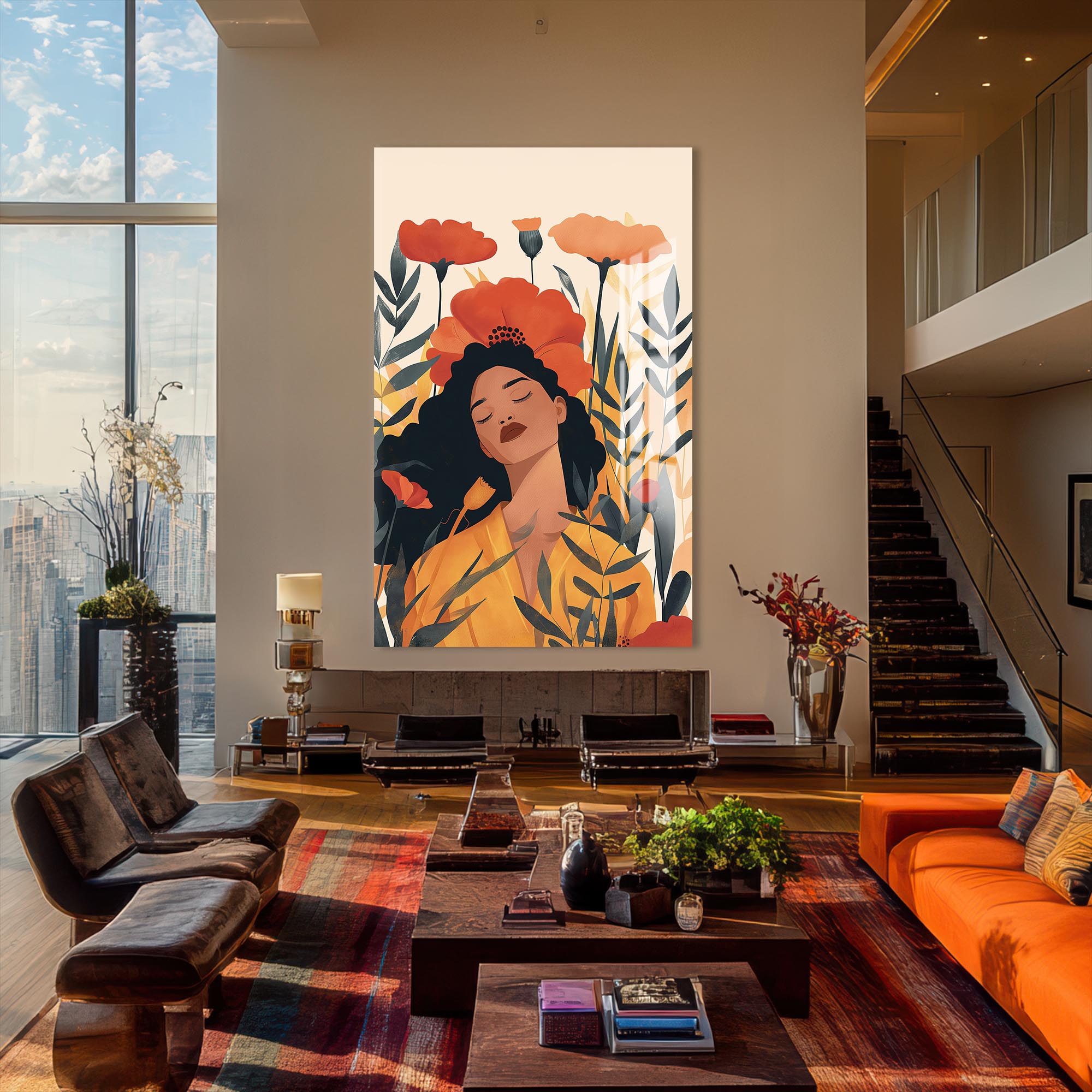 Artronauts Glass Print Scarlet Bloom – Bohemian Tempered Glass Wall Art