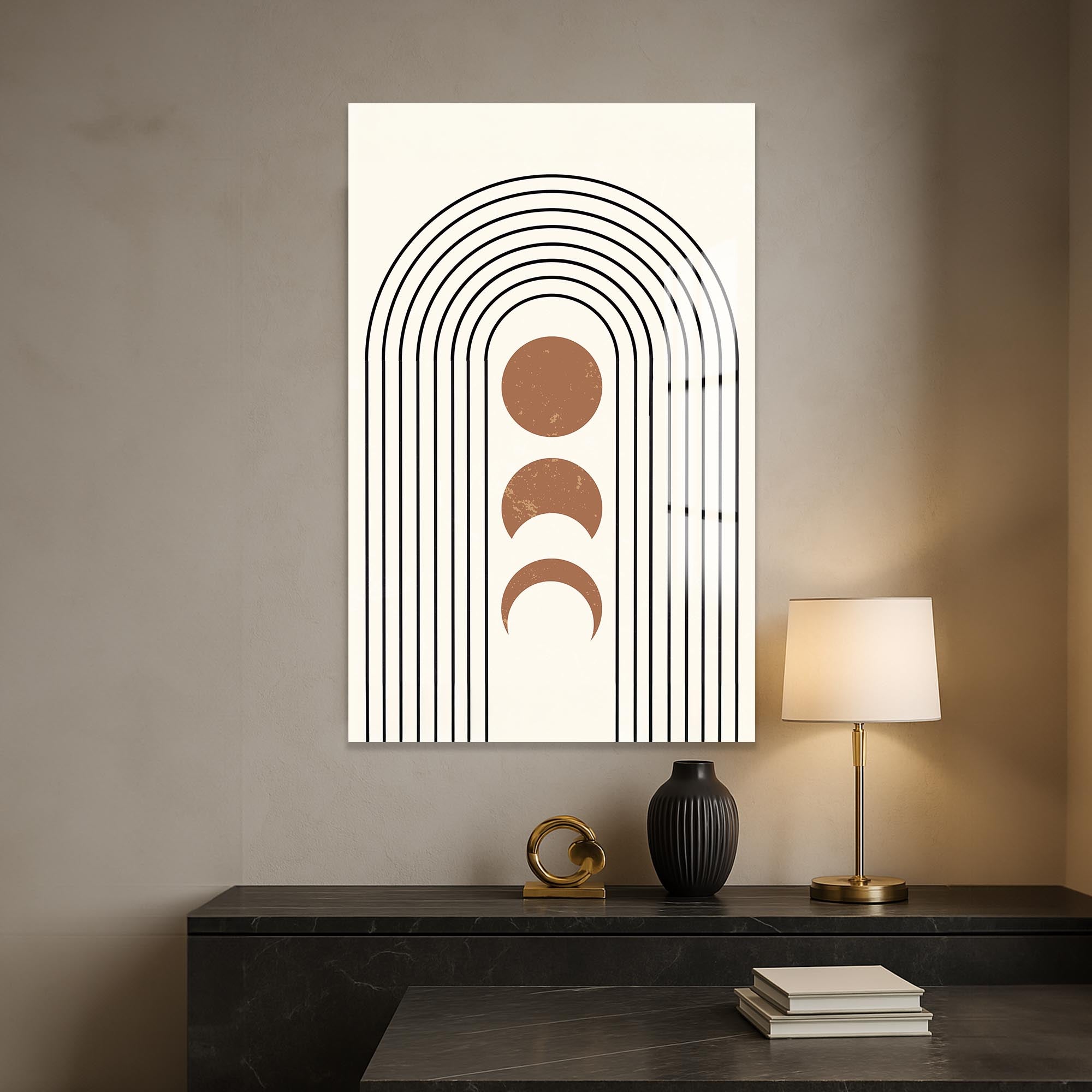 Artronauts Glass Print Lunar Arc Phases– Bohemian Tempered Glass Wall Art