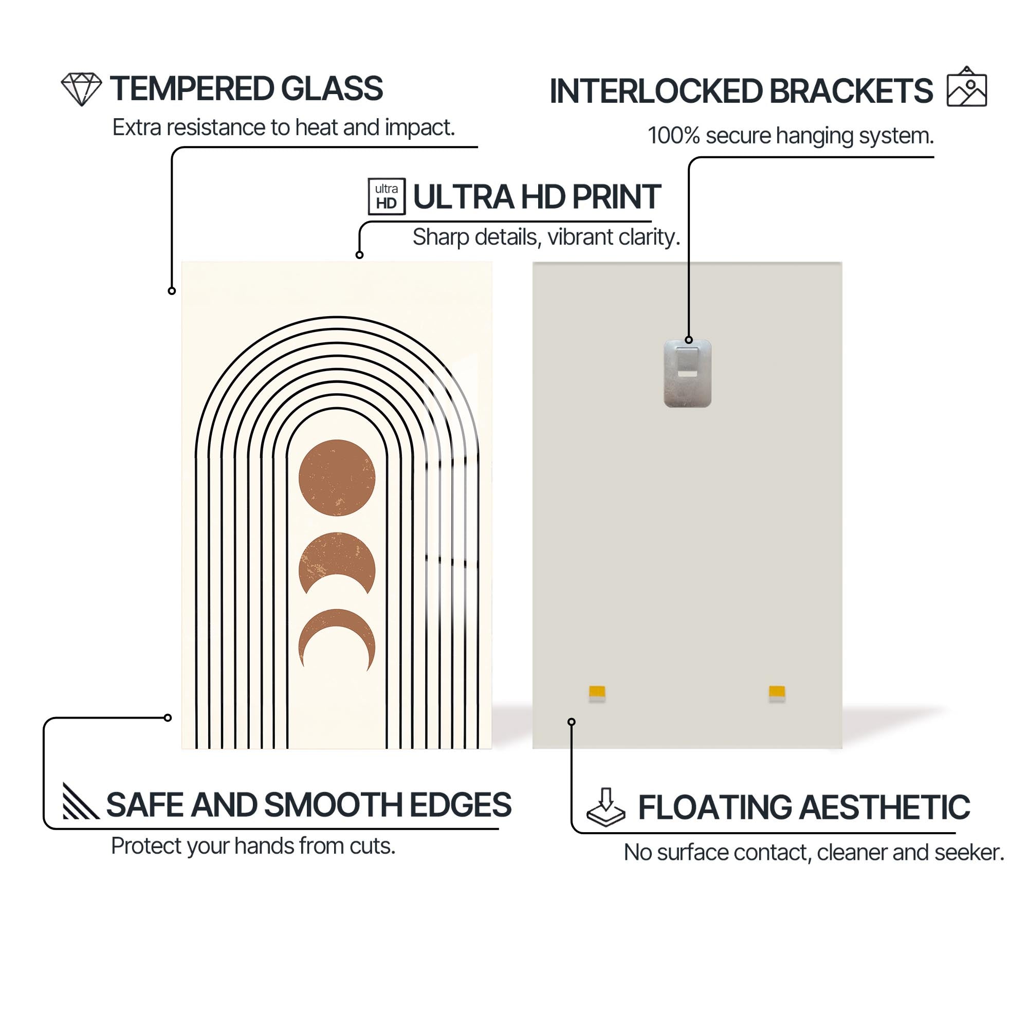 Artronauts Glass Print Lunar Arc Phases– Bohemian Tempered Glass Wall Art