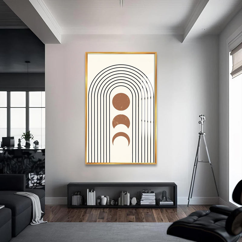 Artronauts Glass Print S | 72x46 cm | 28.3"x18.1" / Gold Lunar Arc Phases– Bohemian Tempered Glass Wall Art